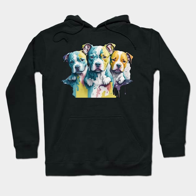 American Pit Bull Terrier Dog Puppies Head Hoodie by Pet T-Shirt Designs